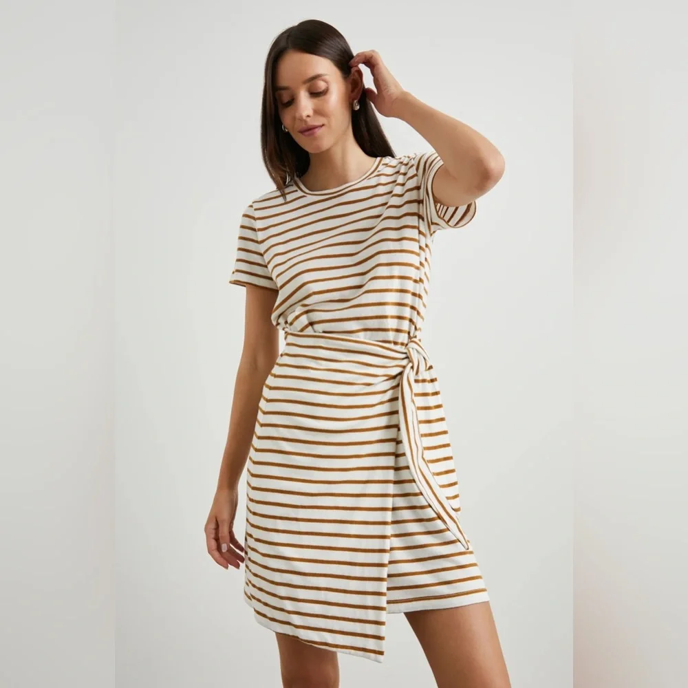 Women’s‎ Rails Edie Stripe Cotton Jersey Wrap T-Shirt Mini Dress sz XS casual - Picture 2 of 10